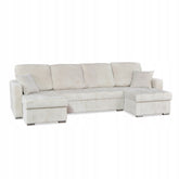 Narożnik Rene BIG beżowy sztruks, rozkładany, równa powierzchnia spania