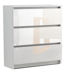 Komoda Rico 3 szuflady akryl wysoki połysk 80 cm szerokości