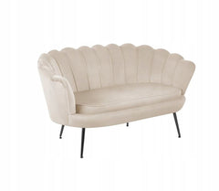 Beżowa Sofa Welurowa Dwuosobowa Tapicerowana Furnitex Muszelka