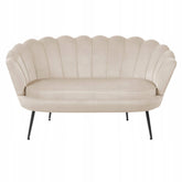 Beżowa Sofa Welurowa Dwuosobowa Tapicerowana Furnitex Muszelka