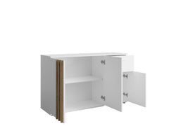 Komoda NOVA 120 cm z lamelami - Biały / Dąb Artisan