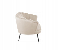 Beżowa Sofa Welurowa Dwuosobowa Tapicerowana Furnitex Muszelka