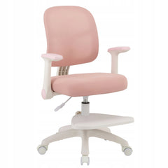 Ergonomiczny fotel obrotowy dziecięcy różowy z podnóżkiem