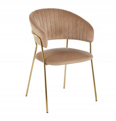 Krzesło welurowe glamour Cappuccino ze złotym stelażem