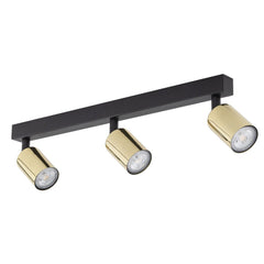 Lampa reflektor TK Lighting, czarno-złota z regulacją, trzy punkty