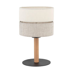 Lampa stołowa TK Lighting ECO 5596, czarna z drewnem i tkaniną