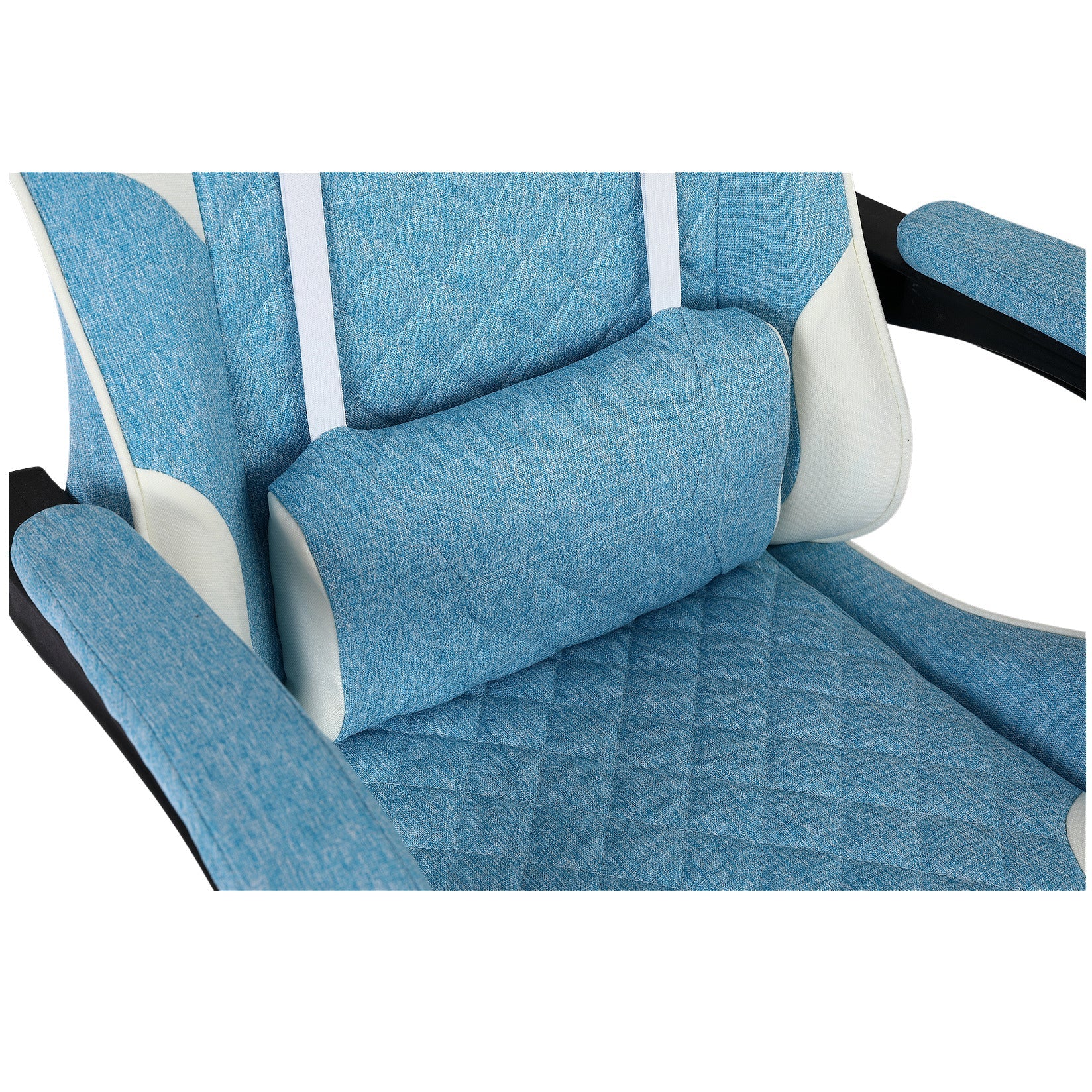 Ergonomiczny Fotel Gamingowy INFINI Core z Podnóżkiem, Błękitna Tkanina