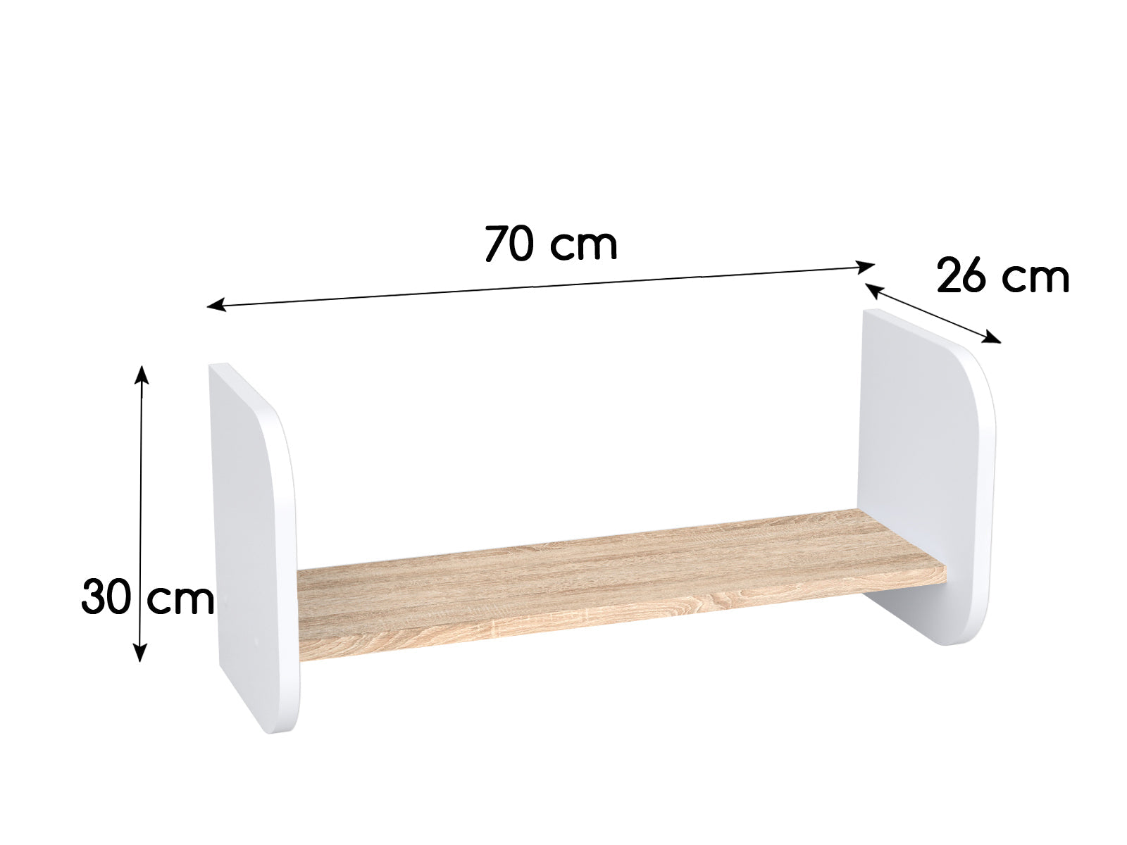 Lendo Biała Półka Wisząca Pojedyncza 70 cm – Funkcjonalna