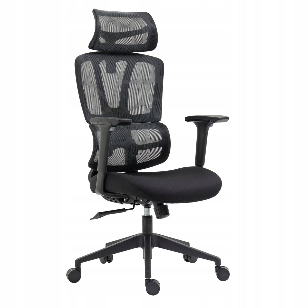 Krzesło ergonomiczne obrotowe Furnitex czarne, wsparcie kręgosłupa