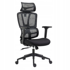 Krzesło ergonomiczne obrotowe Furnitex czarne, wsparcie kręgosłupa