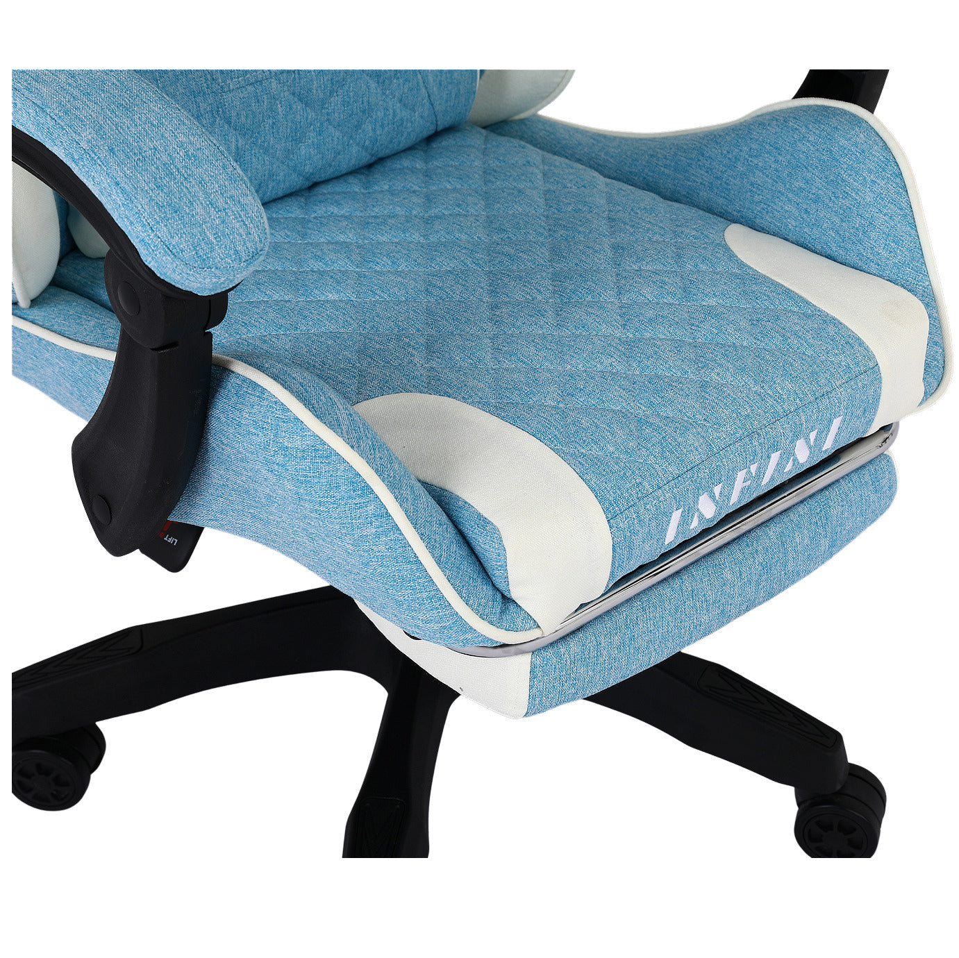 Ergonomiczny Fotel Gamingowy INFINI Core z Podnóżkiem, Błękitna Tkanina