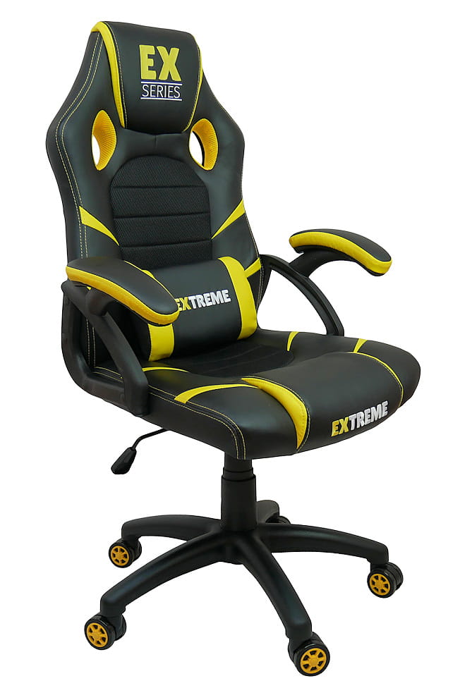 Fotel Gamingowy Extreme EX Yellow | Ekoskóra i Tkanina Membranowa