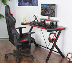 Biurko Gamingowe Furnitex B8-FX Czarno-czerwone 120x60 Nadstawka+Uchwyty