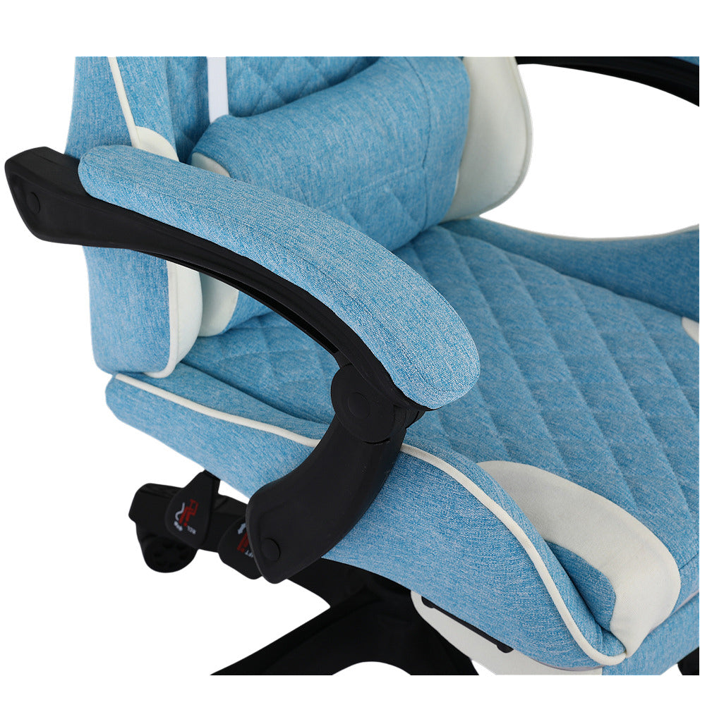 Ergonomiczny Fotel Gamingowy INFINI Core z Podnóżkiem, Błękitna Tkanina