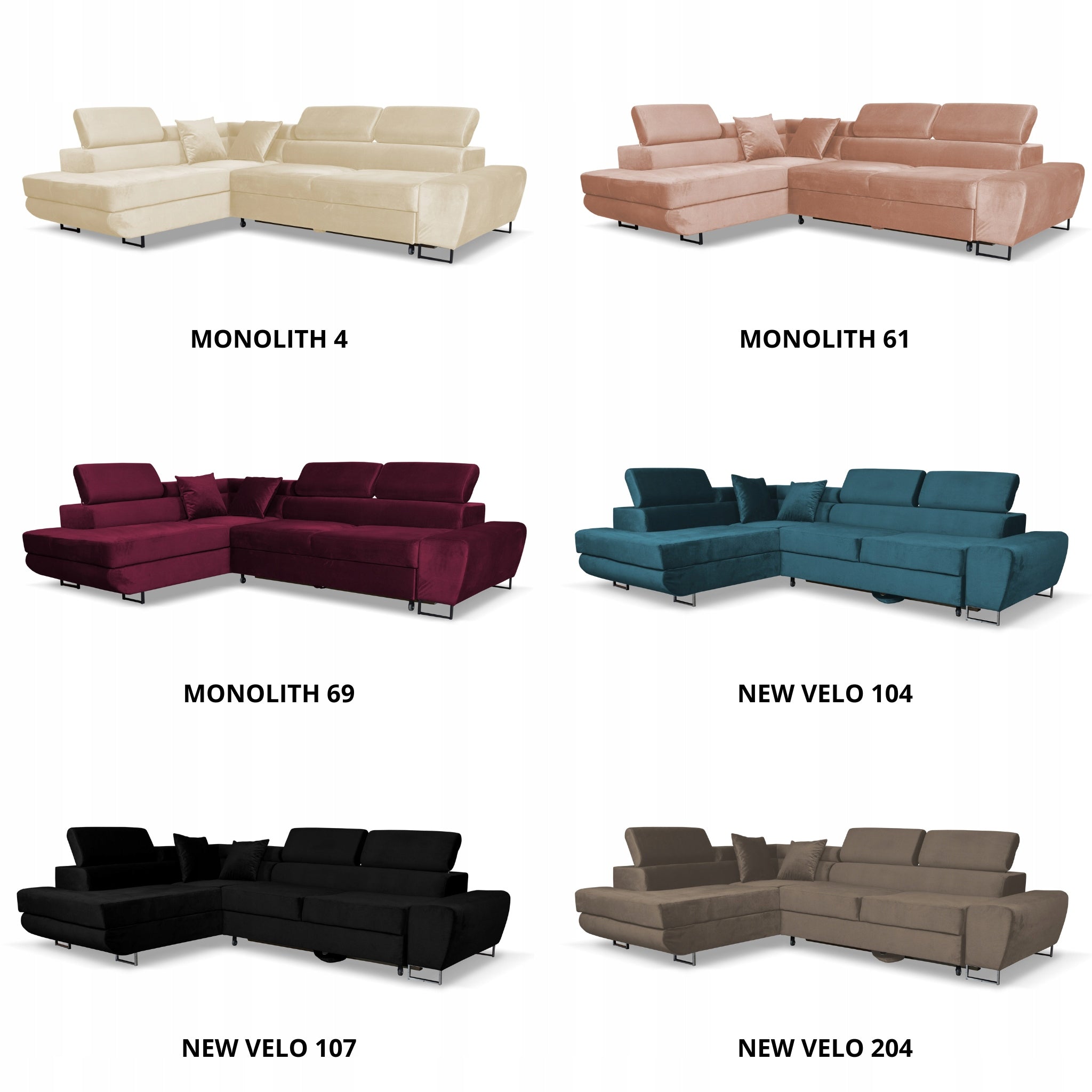 Narożnik Bosso lewy rozkładany welur bordowy z regulacją zagłówków