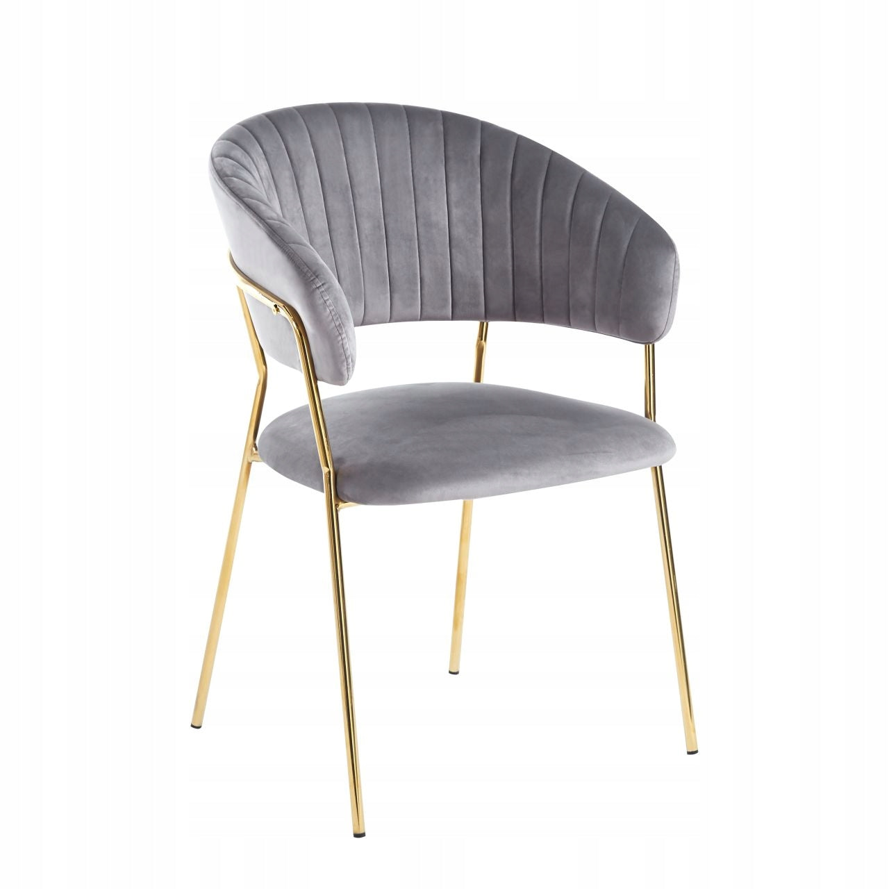 Krzesło Welwetowe Szare na Złotych Nogach Glamour