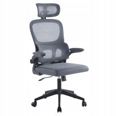 Fotel obrotowy ergonomiczny Furnitex szary, tilt, regulowany zagłówek