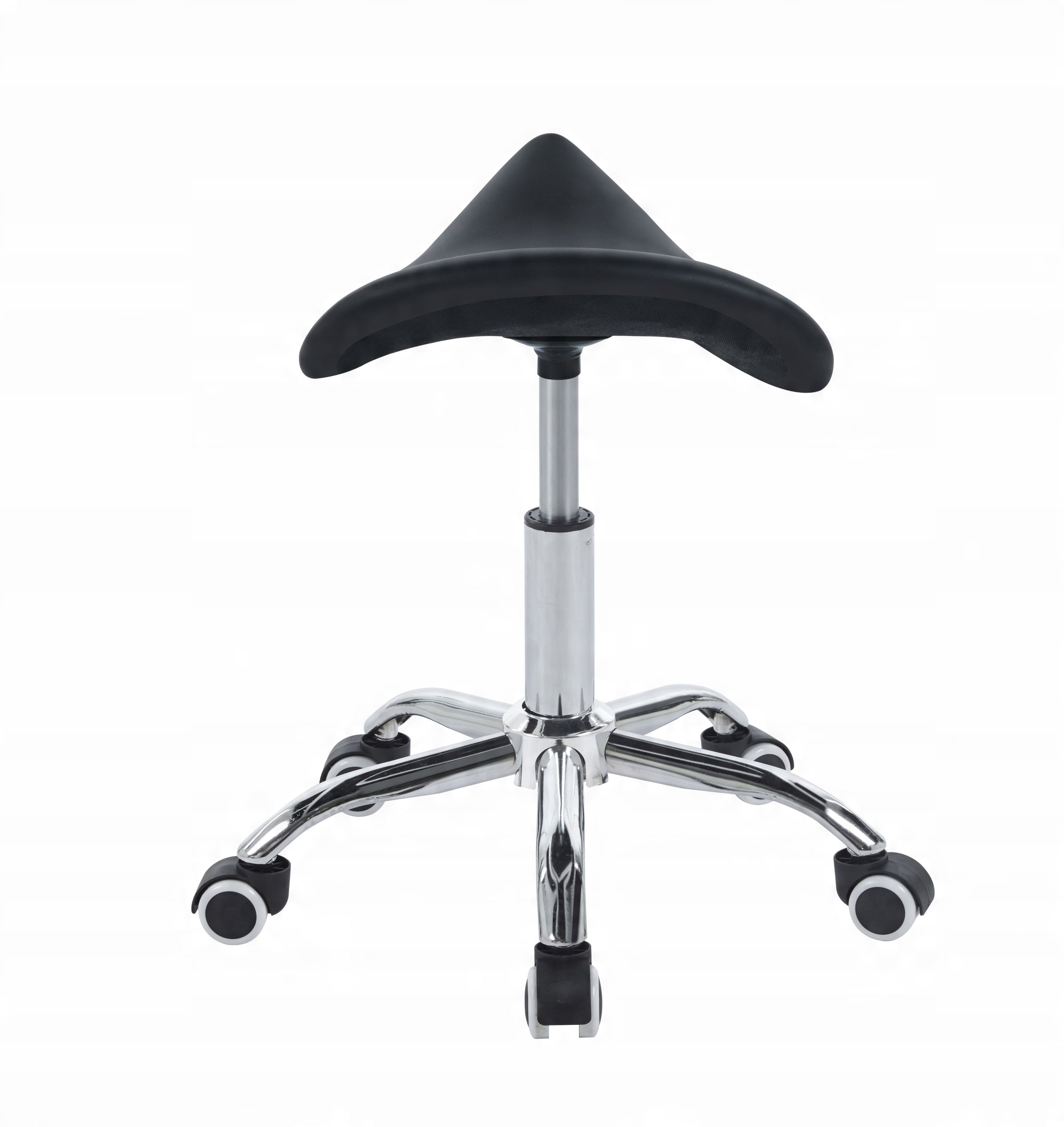Ergonomiczny taboret siodłowy z regulacją obrotowy czarna ekoskóra