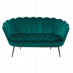 Glamour Sofa Zielona Welurowa Dwuosobowa Muszelka