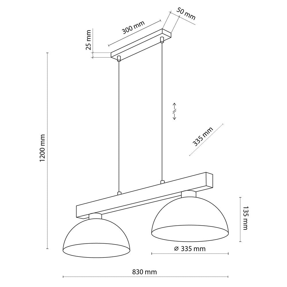 Lampa wisząca Oslo dwupunktowa brązowa stal i drewno orzech