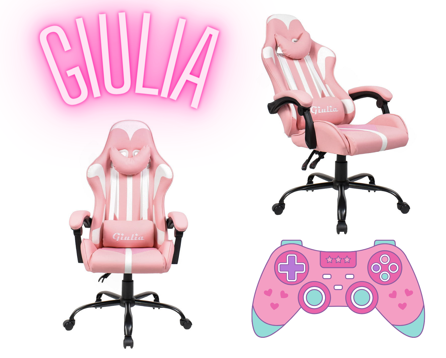Fotel gamingowy Giulia Extreme Pink – ergonomiczny, dla graczy