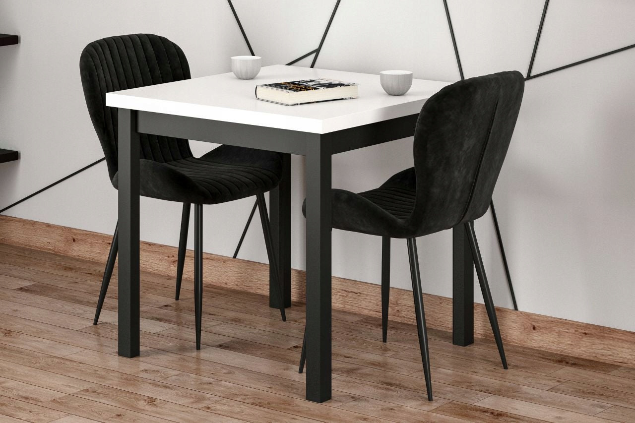 Czarne Krzesło Welurowe Pikowane Glamour Furnitex Metalowe Nogi
