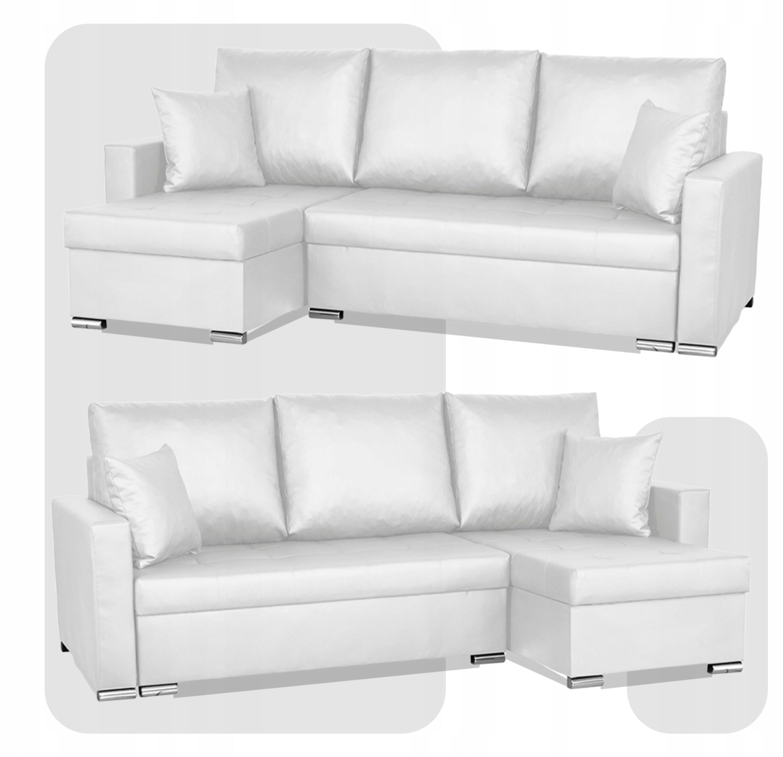 Narożnik rozkładany Varius Eko, ekoskóra, funkcja spania, pojemnik