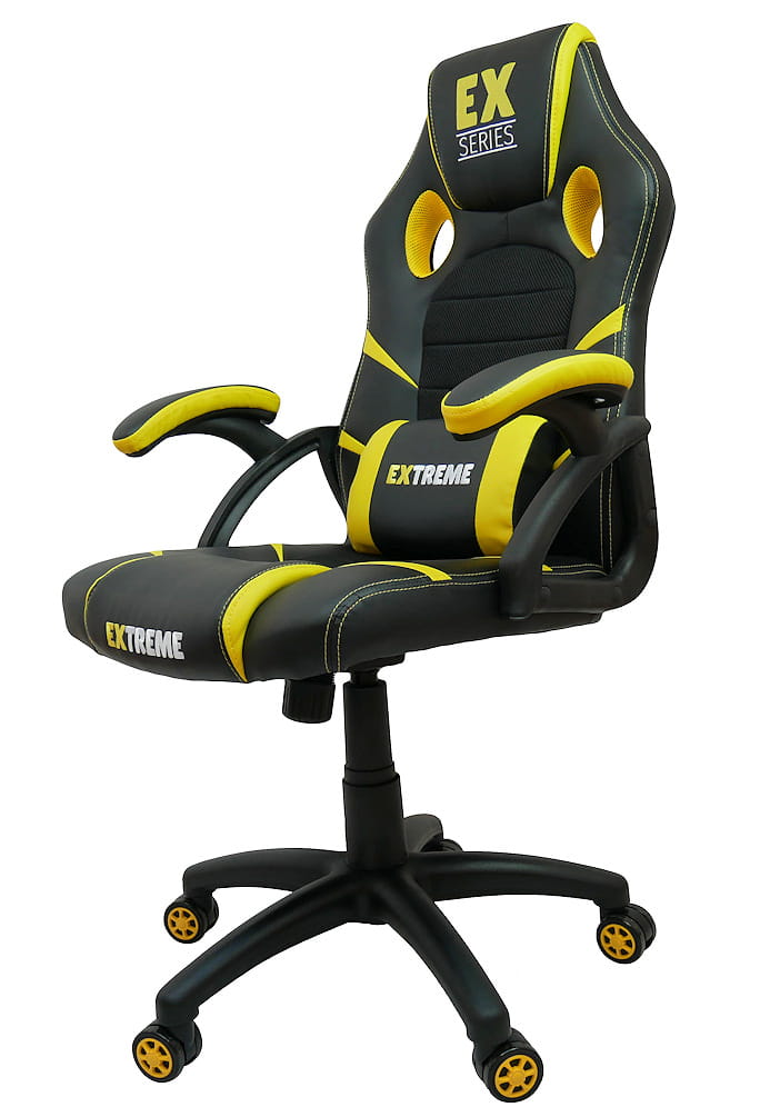 Fotel Gamingowy Extreme EX Yellow | Ekoskóra i Tkanina Membranowa