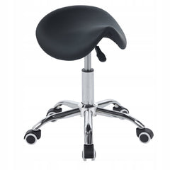 Ergonomiczny taboret siodłowy z regulacją obrotowy czarna ekoskóra