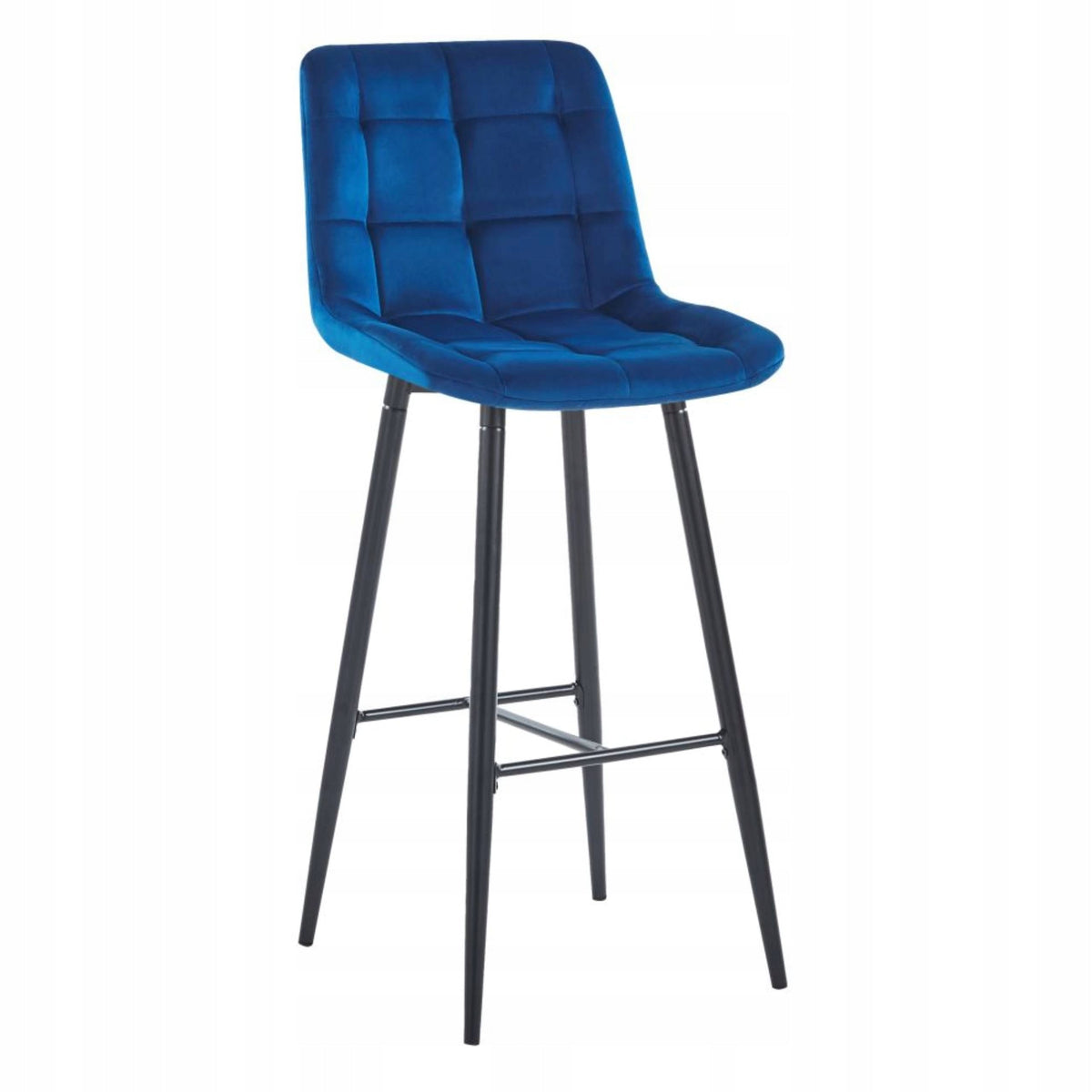 Hoker Welurowy Niebieski Furnitex Tapicerowany – Loft, Czarne Nogi