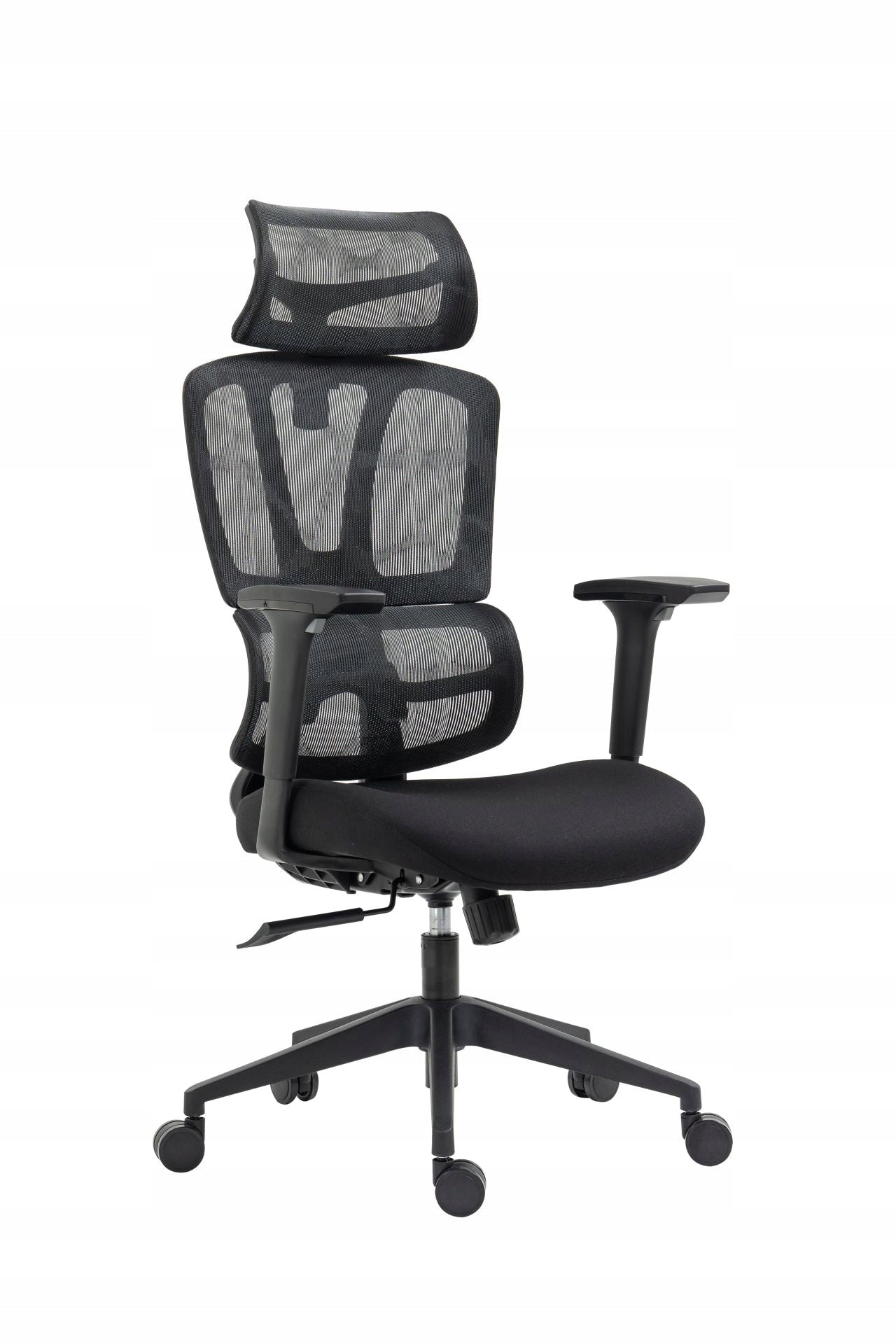 Krzesło ergonomiczne obrotowe Furnitex czarne, wsparcie kręgosłupa