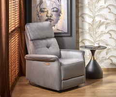 Fotel rozkładany elektrycznie CYGNUS - Kolor Popielaty / Tkanina Welur