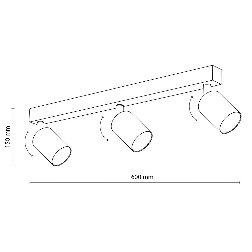 Lampa reflektor TK Lighting, czarno-złota z regulacją, trzy punkty
