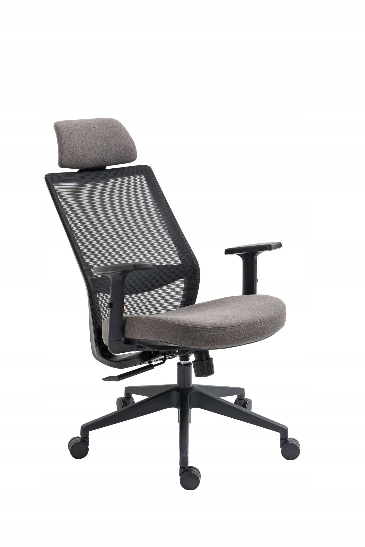 Fotel Obrotowy FB25FX Czarno Szary Ergonomiczny Zagłówkiem