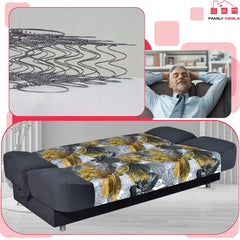 Kanapa Sara Print Duo rozkładana, dwukolorowa, z pojemnikiem