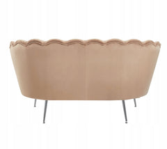 Elegancka Welurowa Sofa Muszla Cappuccino Chromowane Nogi Furnitex