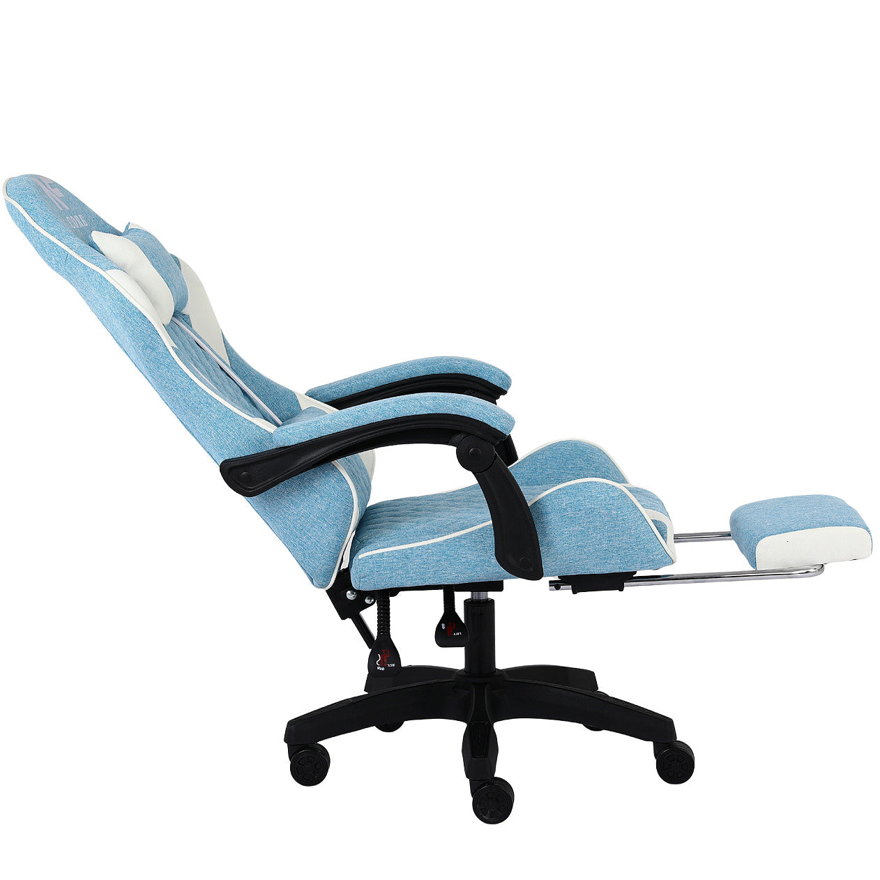 Ergonomiczny Fotel Gamingowy INFINI Core z Podnóżkiem, Błękitna Tkanina