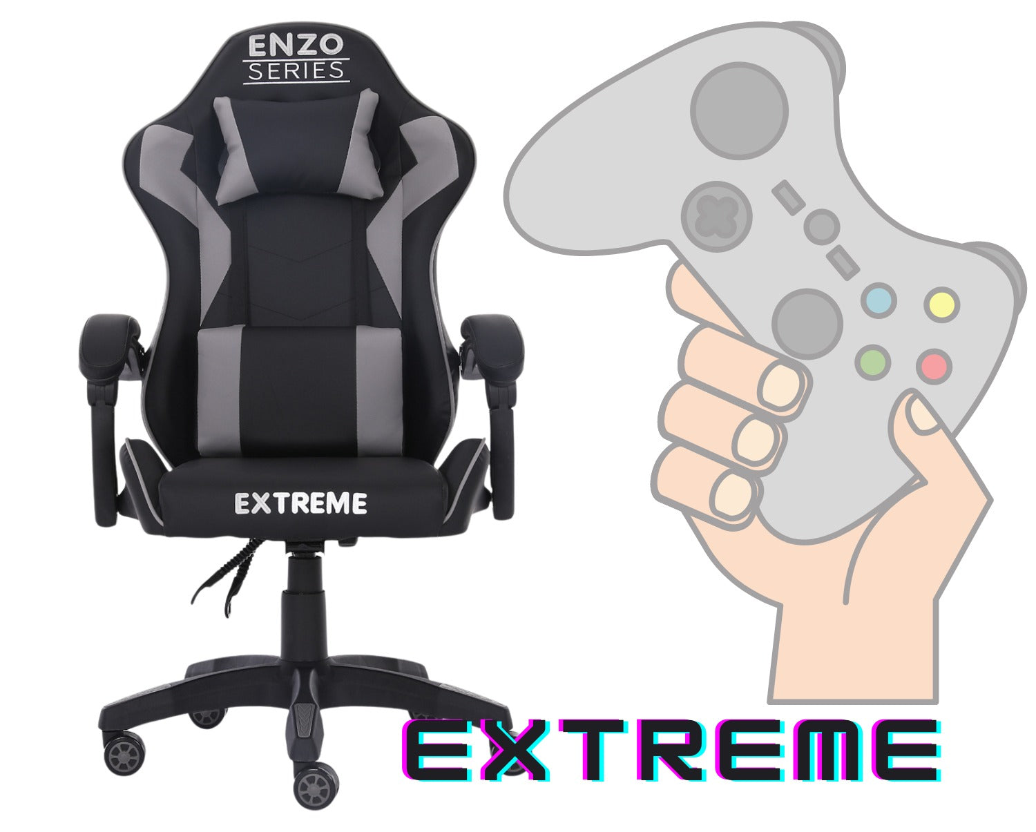 Fotel Gamingowy Extreme Enzo Gray Ergonomiczny z Płynną Regulacją