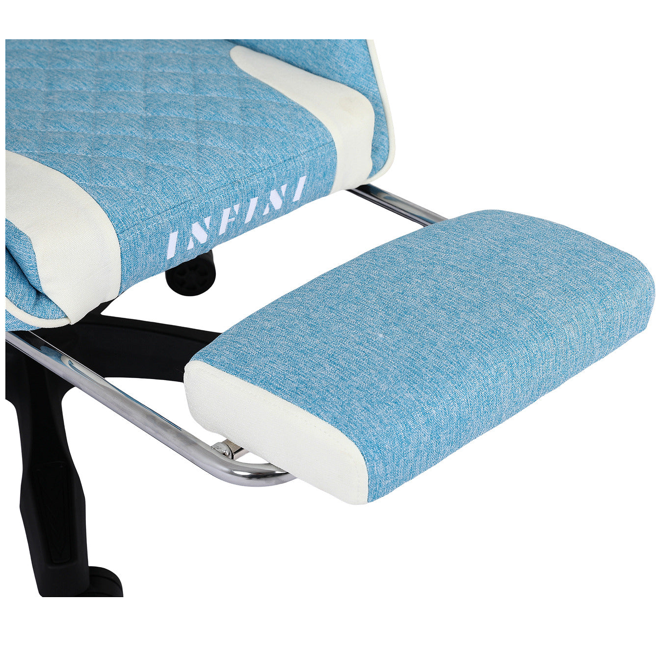 Ergonomiczny Fotel Gamingowy INFINI Core z Podnóżkiem, Błękitna Tkanina