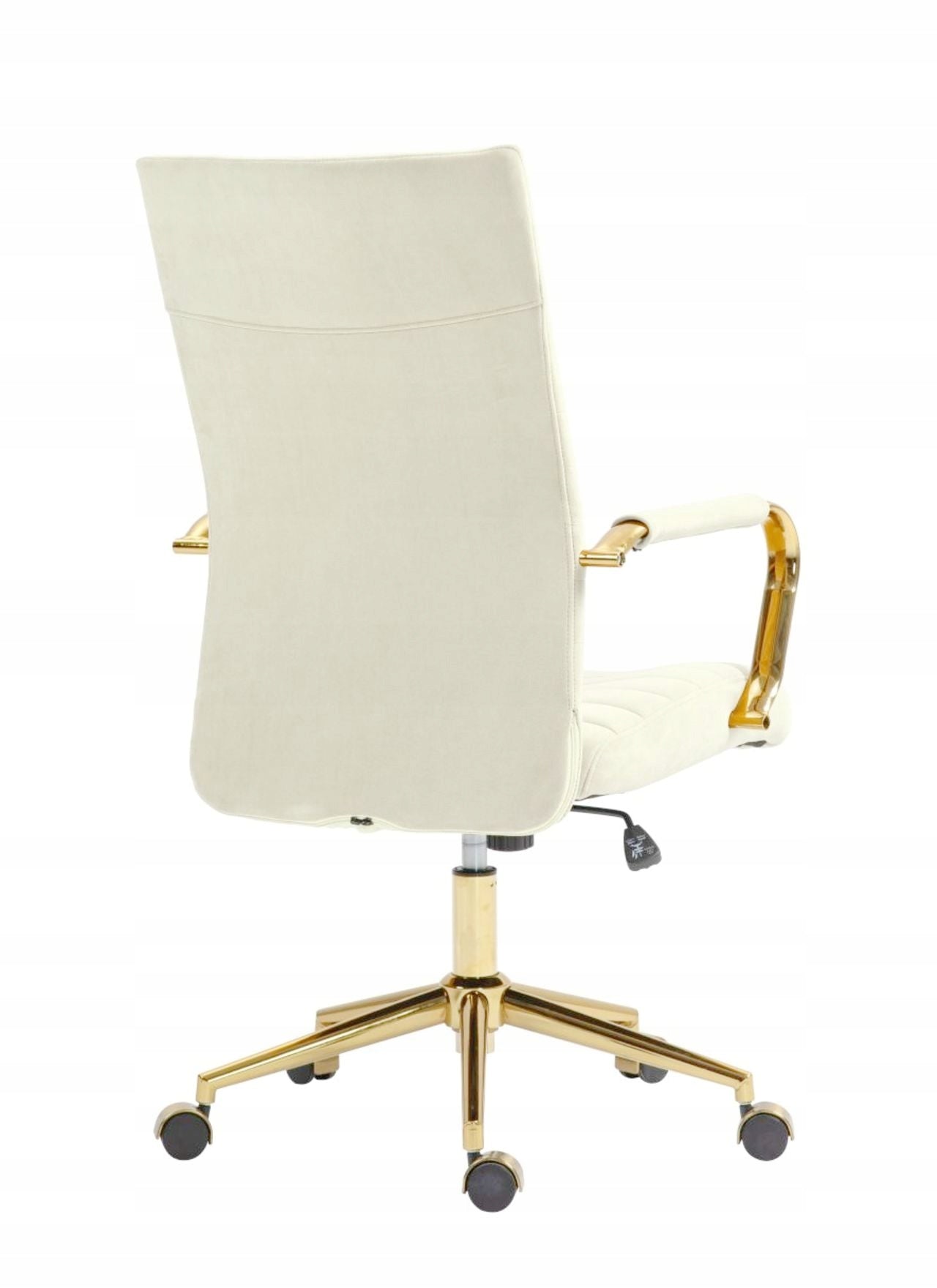 Fotel obrotowy welurowy jasny beż, złoty stelaż, ergonomiczny
