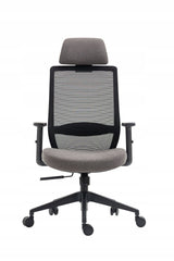 Fotel Obrotowy FB25FX Czarno Szary Ergonomiczny Zagłówkiem