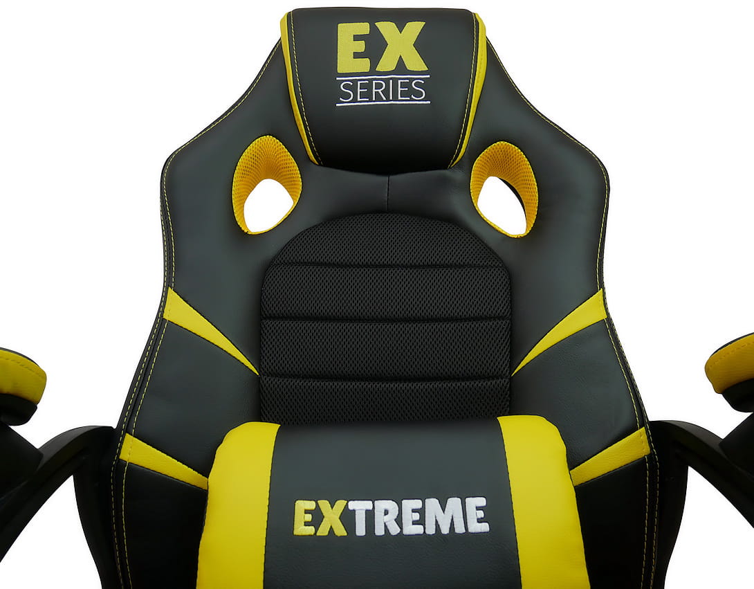 Fotel Gamingowy Extreme EX Yellow | Ekoskóra i Tkanina Membranowa