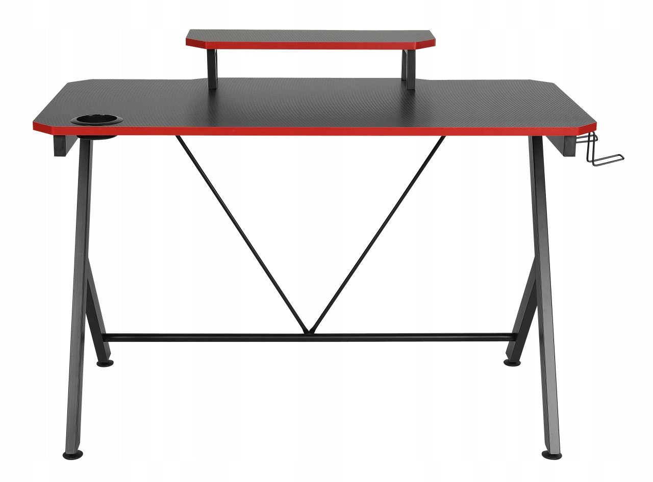 Biurko Gamingowe Furnitex B8-FX Czarno-czerwone 120x60 Nadstawka+Uchwyty