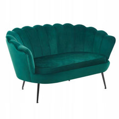 Glamour Sofa Zielona Welurowa Dwuosobowa Muszelka