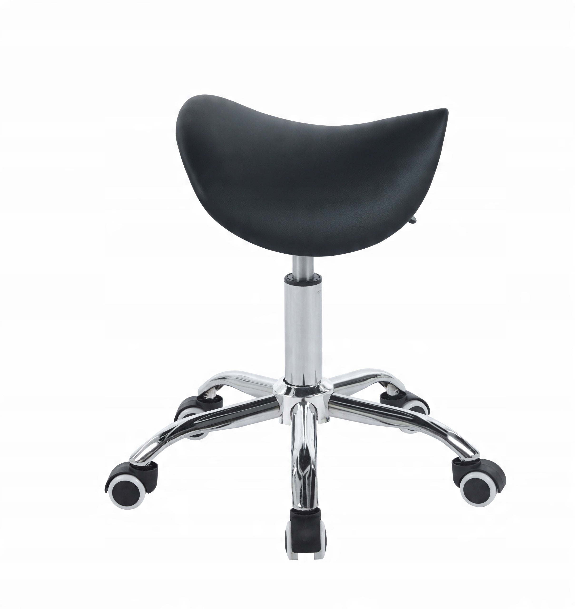 Ergonomiczny taboret siodłowy z regulacją obrotowy czarna ekoskóra
