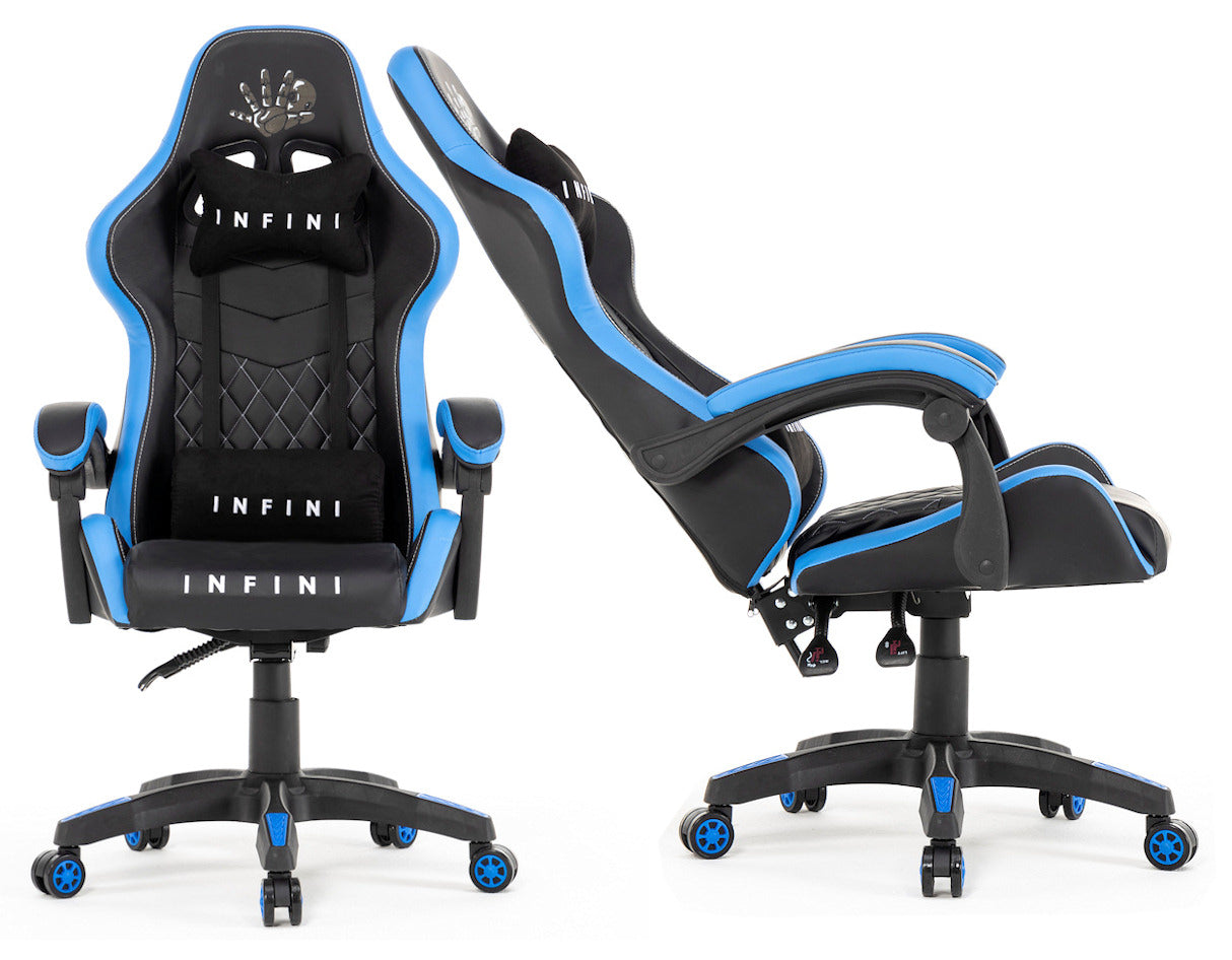 Ergonomiczny Fotel Gamingowy Infini Five Czarno-Niebieski, Ciche Kółka