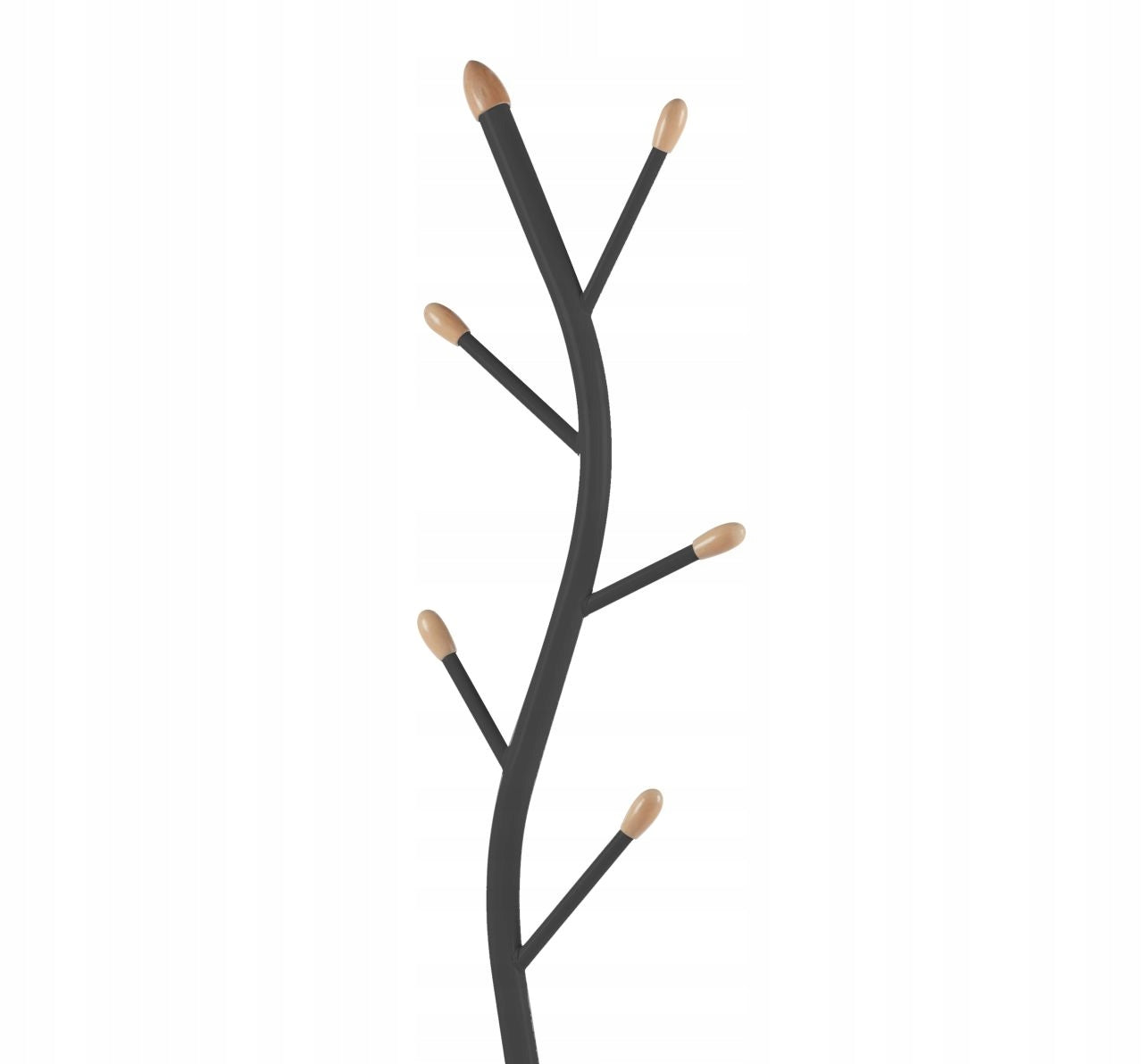 Elegancki wieszak wolnostojący czarny metal 5 haczyków drewno 177 cm