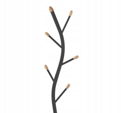Elegancki wieszak wolnostojący czarny metal 5 haczyków drewno 177 cm