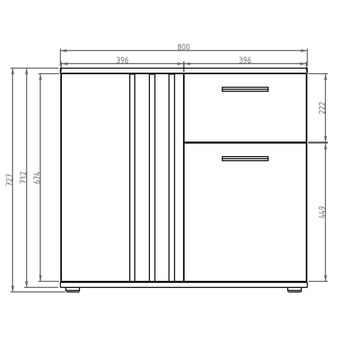 Komoda NOVA 80 cm z lamelami - Czarny / Dąb Artisan