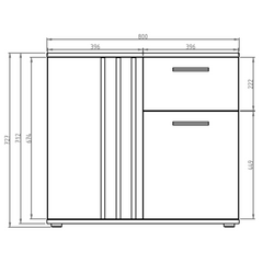 Komoda NOVA 80 cm z lamelami - Czarny / Dąb Artisan